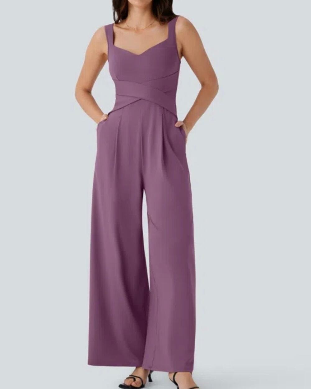 Halara U Back Sleeveless Casual Jumpsuit with Pockets Purple Size S NWT